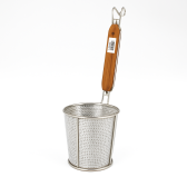 Noodle Basket Perforated - Flat Bottom - Wooden Handle - Ø120mm - HN550264