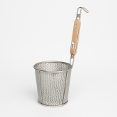 Noodle Basket Perforated - Flat Bottom - Wooden Handle - Ø140mm - HN550265