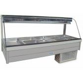 Roband Curved Glass Refrigerated Display Bar - Piped and Foamed only (no motor), 10 pans