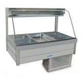 Roband Curved Glass Refrigerated Display Bar - Piped and Foamed only (no motor), 6 pans