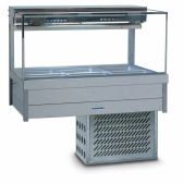 Roband Square Glass Refrigerated Display Bar - Piped and Foamed only (no motor), 6 pans