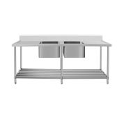 Work Bench - Double Sink with Pipe Undershelf ASD-1560C / Center Sink / 600