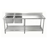Work Bench - Double Sink with Pipe Undershelf ASD-1860L / Left Sink / 600