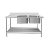 Work Bench - Double Sink with Pipe Undershelf ASD-2160R / Right Sink / 600