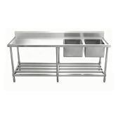 Work Bench - Double Sink with Pipe Undershelf ASD-1560R / Right Sink / 600