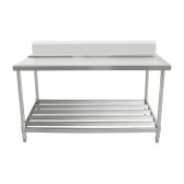Outlet Bench with Splashback & Pipe Undershelf AWSD-1870L / Outlet on Left / 700