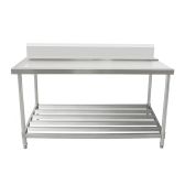 Outlet Bench with Splashback & Pipe Undershelf AWSD-1870R / Outlet on Right / 700