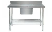 Simply Stainless SS05.7.0900.PW Single Sink Bench with Splashback (700 Series) - 900mm - Centre Sink - Large Capacity Bowl