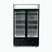Upright Display Fridge - 960L - 2 Doors - Flat Glass - Cassette - Black