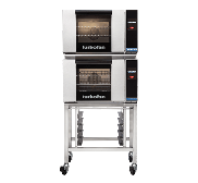Turbofan E23T3/2C - Half Size Electric Convection Ovens Touch Screen Control Double Stacked on a Stainless Steel Base Stand