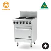 Goldstein PE4S20FF-X Electric Oven Range, 4 Solid Plates, Fan Forced Oven