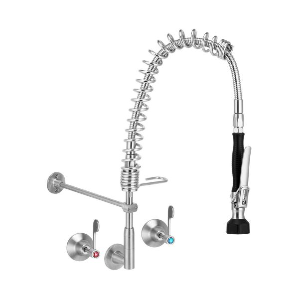 3Monkeez Compact Stainless Steel Wall Stops and Elbow Pre-Rinse Unit - T-3M53810-C