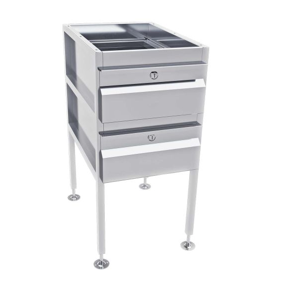 3Monkeez Gastronorm Freestanding Stainless Steel Drawer Unit (2 drawers) - AB-2DRAW-1G