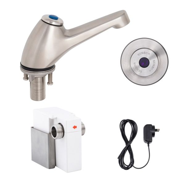 3Monkeez Pillar Tap with Wall-Mount Sensor Mains Operated - T-3MSS-PTSWM