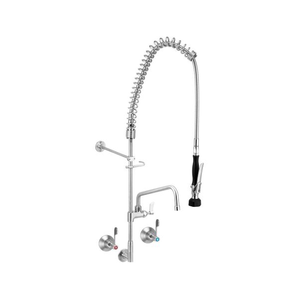 3Monkeez Stainless Steel Wall Stops and Elbow Pre-Rinse Unit with 12" Pot Filler - T-3M53822