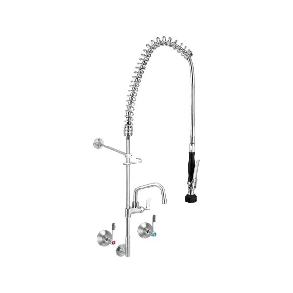 3Monkeez Stainless Steel Wall Stops and Elbow Pre-Rinse Unit with 6" Pot Filler - T-3M53816
