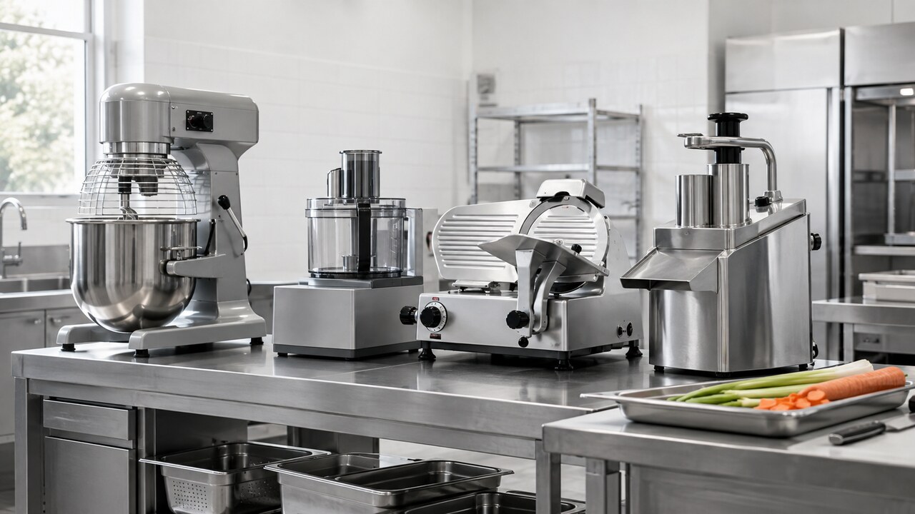 Commercial mixers, slicers and food preparation equipment