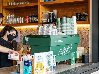 Espresso machine and coffee station at Caffe and Co.